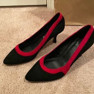Black and Red Suede Pumps size 7